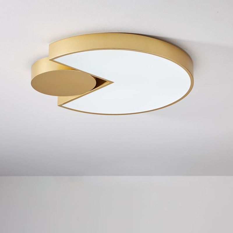 Modern Geometric Led Ceiling Light In Gold With 3 Color Options Minimalistic Flush-Mounted Metal