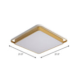 Minimalistic Gold Led Ceiling Fixture With Flush Mount Acrylic Frame 18/21.5 Wide