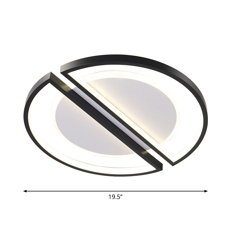 Metallic Round Slim Ceiling Light With Simple Black Design And Led Flush Mount - Warm/White Option