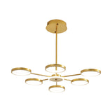 Modern Circle Branching 6-Head Led Chandelier In Black/Gold Warm/White Light