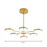 Modern Metal Circle Branched 6-Light Led Chandelier In Black/Gold Warm/White Lighting