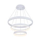 Nordic Metallic Led Pendant Light In White - Circle Chandelier For Dining Room Choice Of 1/2/3