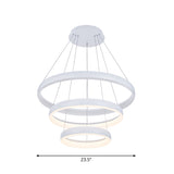 Nordic Metallic Led Pendant Light In White - Circle Chandelier For Dining Room Choice Of 1/2/3