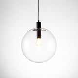 Simple Black Cafe Pendant Lamp With Clear Glass Sphere Shade - 8/10/12 Sizes Available