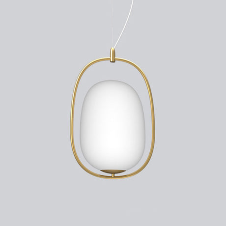 Modern Gold Cocoon Pendant Lamp With Frame And Glass Shade Warm/White/3-Light Options