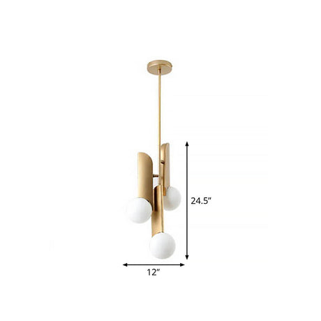 Stylish Cream Glass Ball Pendant Lamp With Gold Finish - Modern Dining Table Suspension Light