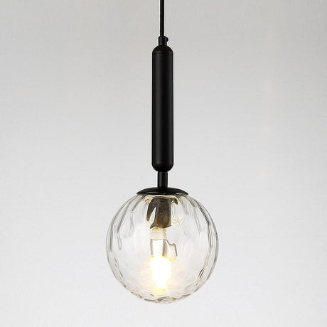 Postmodern Hanging Light: Ball Bedroom Pendant With Clear Water/White Glass & 1 Bulb In Black/Gold