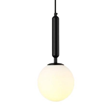 Postmodern Hanging Light: Ball Bedroom Pendant With Clear Water/White Glass & 1 Bulb In Black/Gold