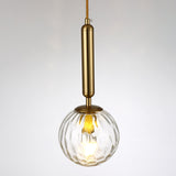 Postmodern Hanging Light: Ball Bedroom Pendant With Clear Water/White Glass & 1 Bulb In Black/Gold