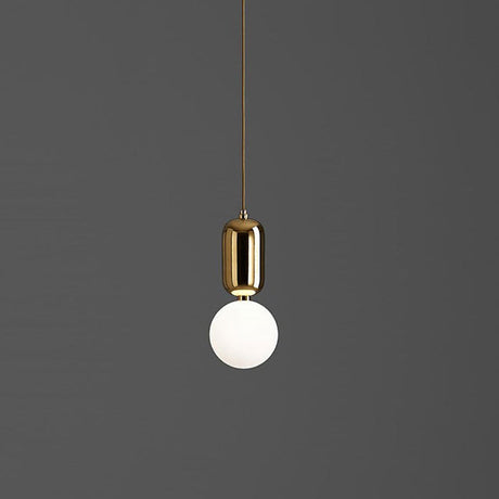 Postmodern 1-Light Pendant Lamp With Milky Ball Glass Shade - White/Gold Capsule Ceiling Hang