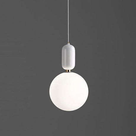 Postmodern 1-Light Pendant Lamp With Milky Ball Glass Shade - White/Gold Capsule Ceiling Hang