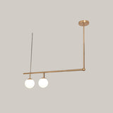 Gold Minimalist Pendant Lamp With Angled Bar And Opal Glass Shade