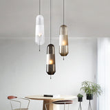 Postmodern Black Bedroom Pendant With Clear/Smoke/Amber Glass Shade Amber