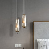 Postmodern Black Bedroom Pendant With Clear/Smoke/Amber Glass Shade