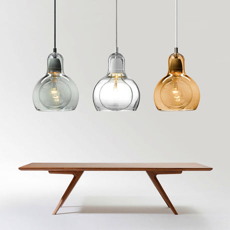Postmodern Chrome Kitchen Pendant Lamp With Clear/Smoke Grey/Amber Glass Shade 7 W Clear /