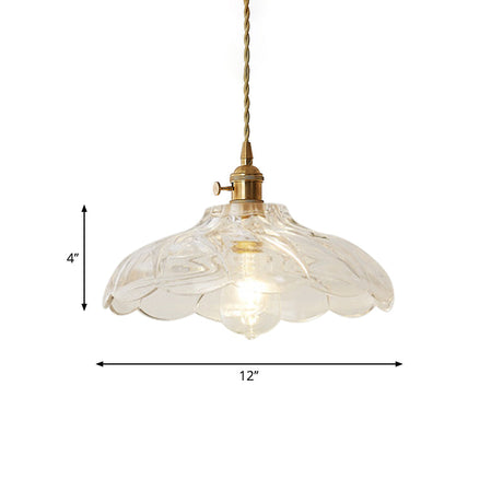 Post-Modern Gold Hanging Lamp Kit With Glass Shade - Drop Pendant Design