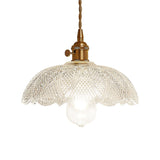 Post-Modern Gold Hanging Lamp Kit With Glass Shade - Drop Pendant Design