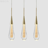 Modern Drop Shaped Pendant Clear Crystal Dining Ceiling Hang Lamp - Stylish Gold Design