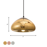 Modern 7/12 Doublewalled Glass Pendant Light - Silver/Gold/Bronze 1 Bulb Black Ceiling Suspension