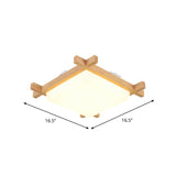Nordic Led Acrylic Ceiling Lamp: Wood Chessboard Flush Mount Light Fixture (15/16.5/20.5) In