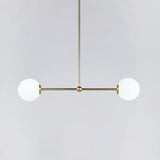 Minimalist Gold Bar Pendant Light With Orb White Glass Shade - Modern Chandelier