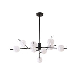 Modern Metal Branch Chandelier With 9/12 Bulbs Black/Gold Finish And Acrylic Ball Shade - Perfect