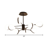 Modern Black Droplet Shade Ceiling Hang Light: 6/8/10 Heads Cream Glass Chandelier In Warm/White