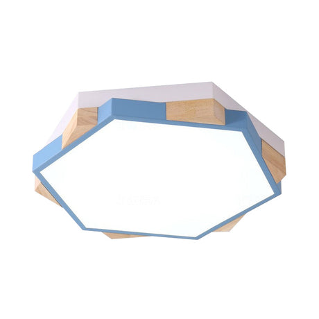Nordic Style Pentagon Flushmount Ceiling Lamp For Study Room Corridor - Acrylic & Metal