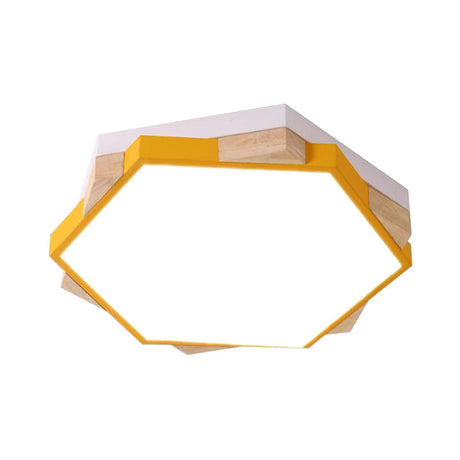 Nordic Style Pentagon Flushmount Ceiling Lamp For Study Room Corridor - Acrylic & Metal