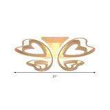 Girls Bedroom Led Flush Ceiling Light: Loving-Heart Acrylic Butterfly Lamp