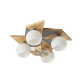 Kids Windmill Ceiling Light Fixture With Globe Shade - 4 Lights Kindergarten Flush Mount