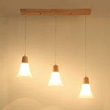 Nordic Ivory Glass 3-Head Cluster Pendant Bell/Bowl/Barrel Hang Lamp For Dining Room