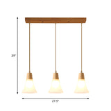 Nordic Ivory Glass 3-Head Cluster Pendant Bell/Bowl/Barrel Hang Lamp For Dining Room
