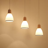 Nordic Ivory Glass 3-Head Cluster Pendant Bell/Bowl/Barrel Hang Lamp For Dining Room