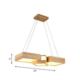 Modern Wood Dining Table Pendant Light With Symmetric Acrylic Shade - Led Hanging Fixture In 24.5/29