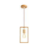 Simplicity Wooden Pendant Light - Square/Round/Triangle Shape Beige 1 Bulb Ideal For Dining Room