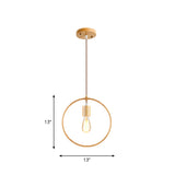 Simplicity Wooden Pendant Light - Square/Round/Triangle Shape Beige 1 Bulb Ideal For Dining Room