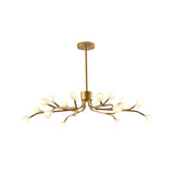 Postmodern Dining Room Chandelier Lamp: Frosted White Ball Glass 18 Heads Black/Gold Finish