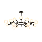 Contemporary Black/Gold Starburst Chandelier | Opal Frosted/Clear Glass Suspension Lighting For