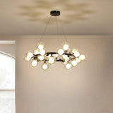 Black Bubbled Wreath Chandelier With Clear And Frosted Glass Shades - Modern 15/25 Bulb Hanging