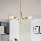 Modern Clear Glass Dome Chandelier - Gold Pendant Light For Sitting Room (3/6/8-Head Options)
