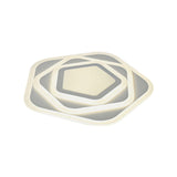 Modern Acrylic Flush Mount Ceiling Light In White For Living Room Pentagon Contemporary Fixture