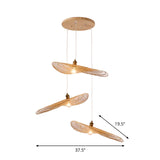 Chinese Lotus Pendant Light With Bamboo Shade - Beige (1/3/6 Lights 14-19.5 Width)