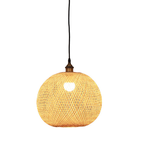 12/14/21.5 Asian Beige Dining Room Pendant Lamp With Bamboo Shade / 14