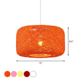 Colorful Drum Pendant Macaron Light For Bistro - Red/Pink/Orange