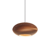 Rustic Brown Hanging Pendant Light Fixture For Dining Room - Globe/Oval/Vase Corrugated Paper Design