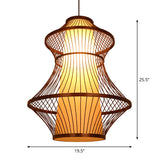 Bamboo Urn Pendant Light Kit In Asian Brown With 1 Bulb - Available 3 Sizes