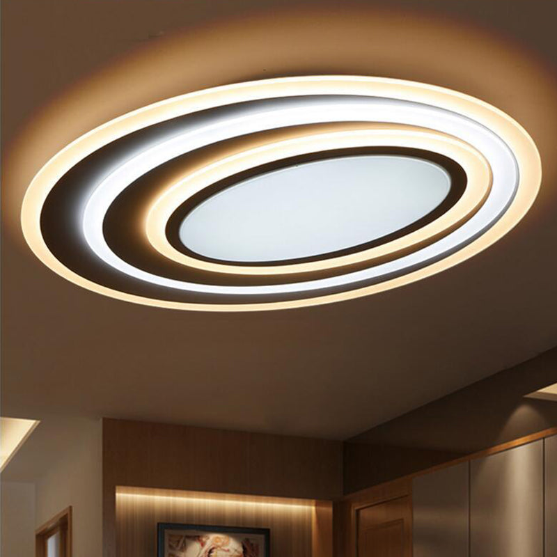 Modern White Acrylic Led Ceiling Light - Flush Mount Surface Lighting Available In 19.5/23.5/39