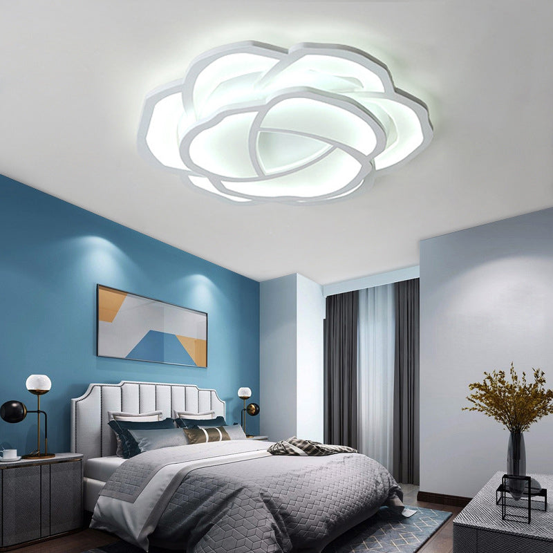 Modern Led Baby Bedroom Flower Ceiling Lamp - Pretty White Flush Light For Nurseries / 16.5