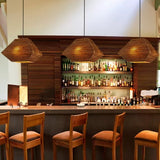 1 Bulb Bistro Pendant Light In Rustic Brown With Corrugated Paper Shade
